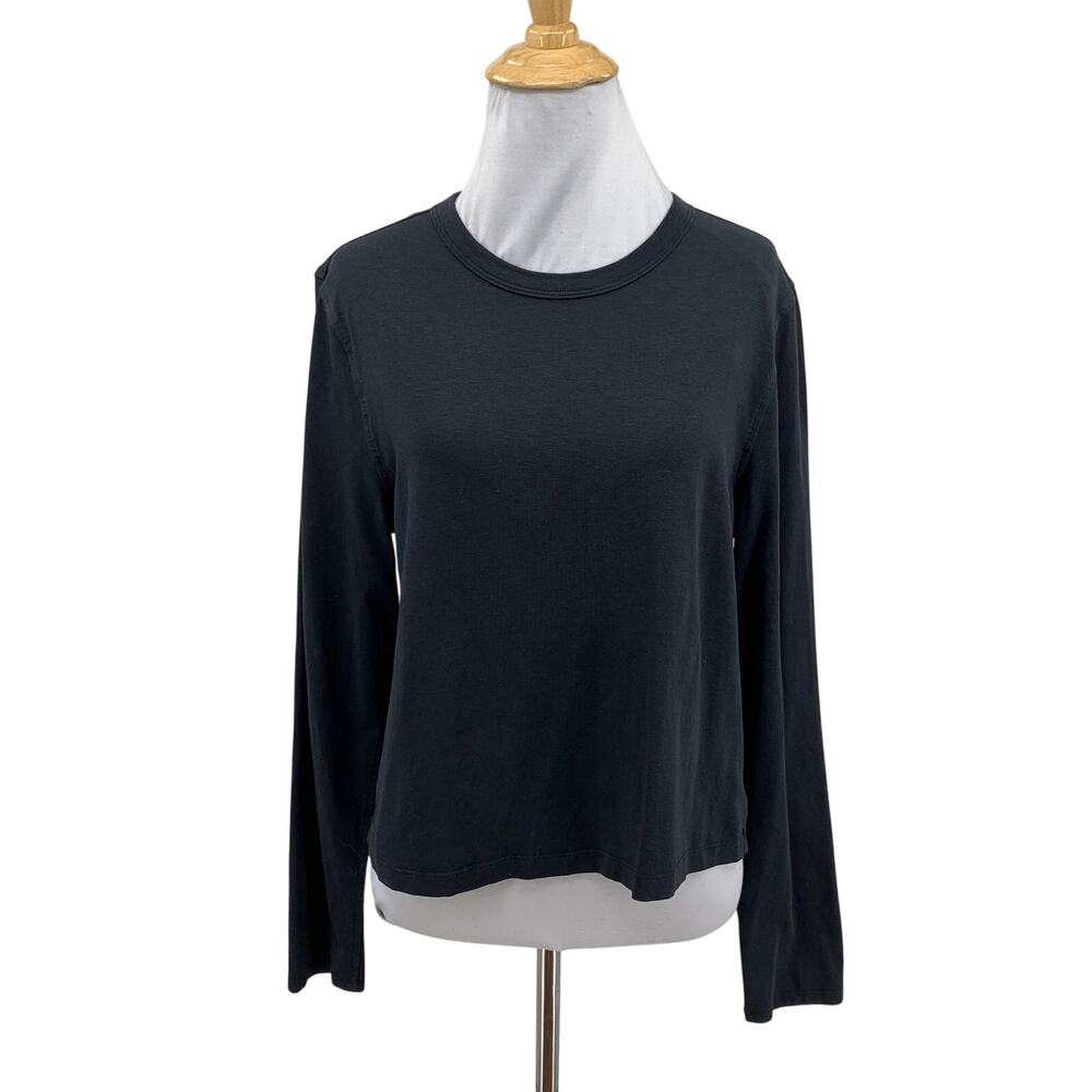 Lululemon Shirt Womens 8 Black Crew Neck Long Sleeve Relaxed Dropped Shoulders